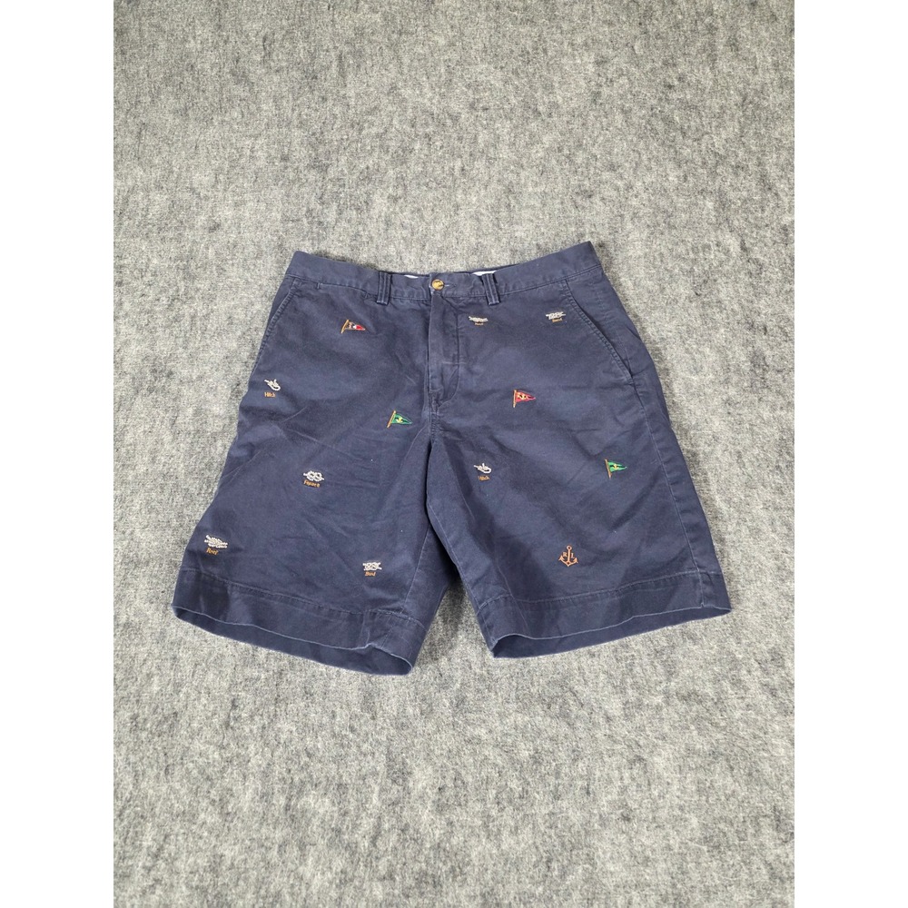 Polo Ralph Lauren Chino Shorts Mens 33 Navy Embroidered Nautical Flags Anchor